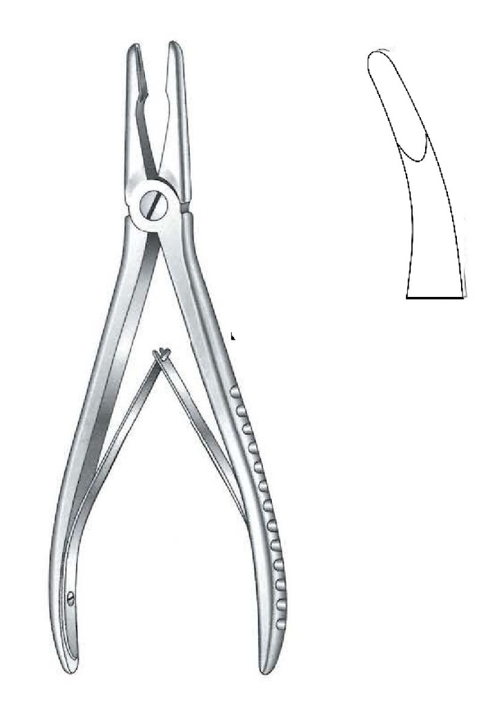 Pinza gubia para hueso Jansen con tornillo, curva ligera