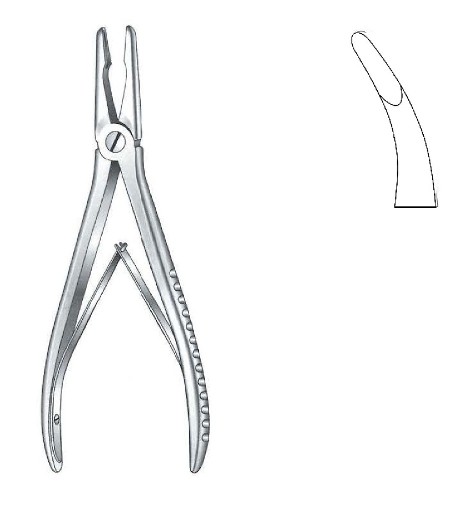 Pinza gubia para hueso Jansen con tornillo, curva fuerte