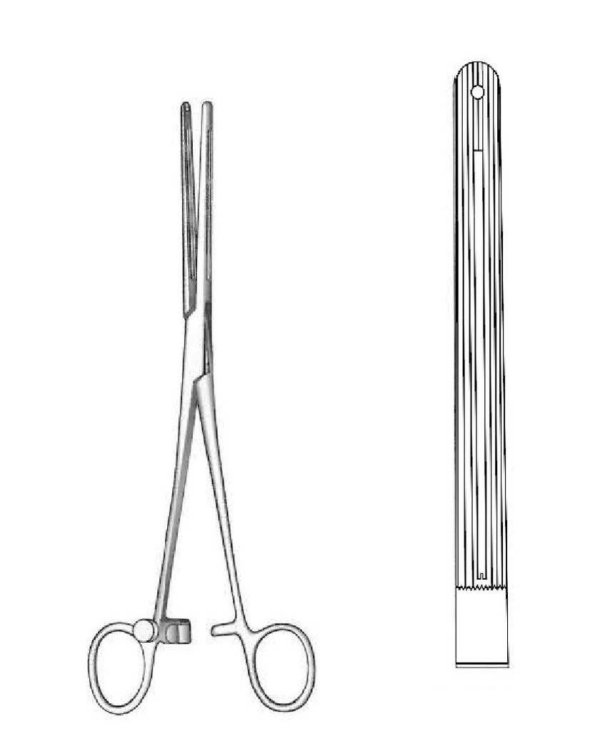 Johns Hopkins blood vessel clamp, straight