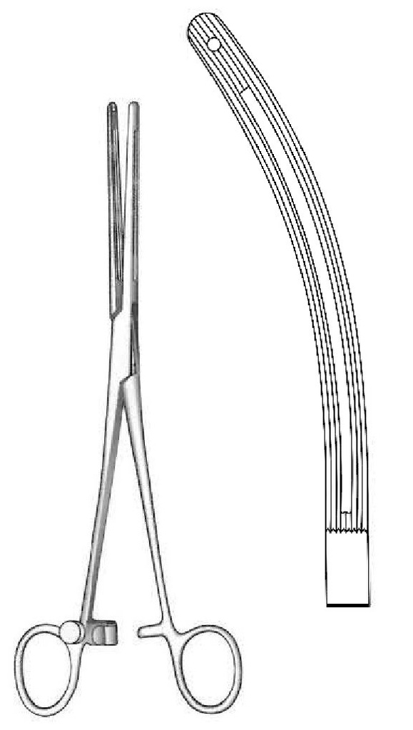 Pinza para vasos sanguíneos de Johns Hopkins, curva