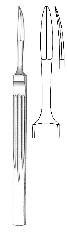 Bisturí nasal Joseph, desafilado, curvo, figura 3