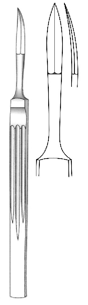 Bisturí nasal Joseph, afilado, curvo, figura 3
