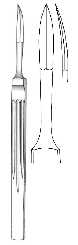 Bisturí nasal Joseph, afilado, curvo, figura 4