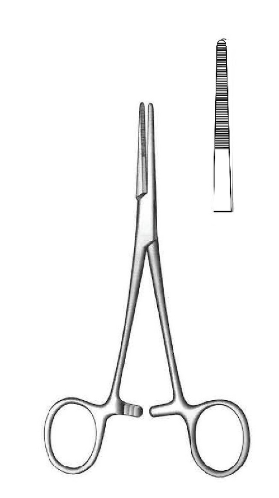 Pinza para arteria Kelly, recta, delicada - longitud = 14 cm / 5-1/2"
