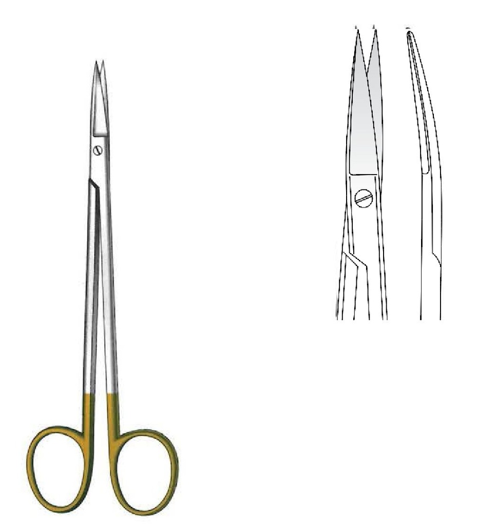 Kelly gum scissors, curved, Gold TC - length = 16 cm / 6-1 / 4 "