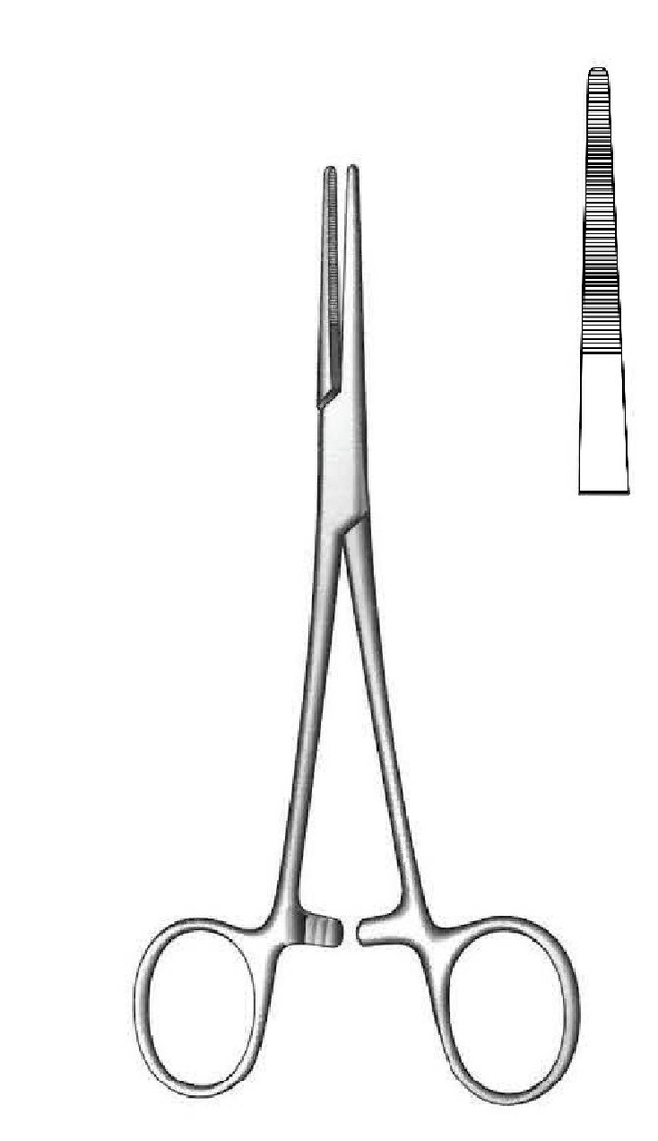 Pinza para arteria Kelly-Rankin, recta, delicada - longitud = 18 cm / 7"