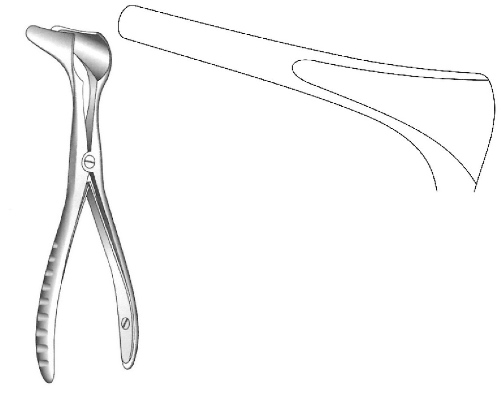 Espéculo nasal Killian con tornillo lateral, valva = 75 mm