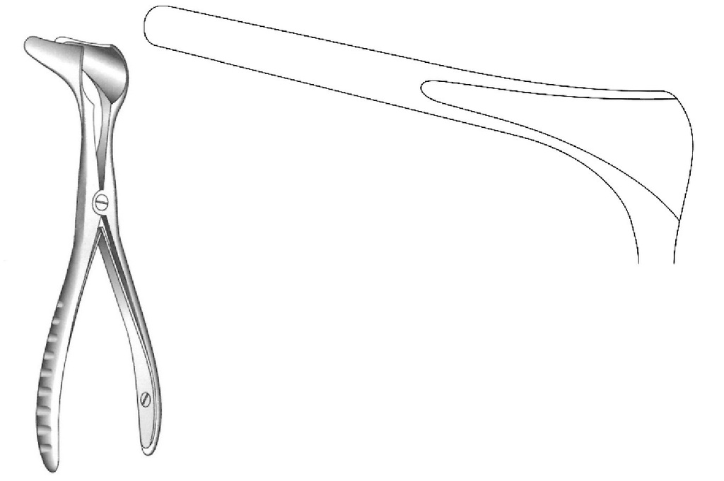 Espéculo nasal Killian con tornillo lateral, valva = 90 mm