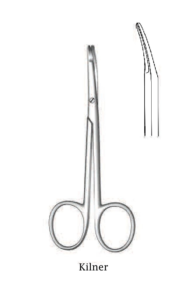 Tijera para disección Kilner, curva - longitud = 13 cm / 5-1/4"