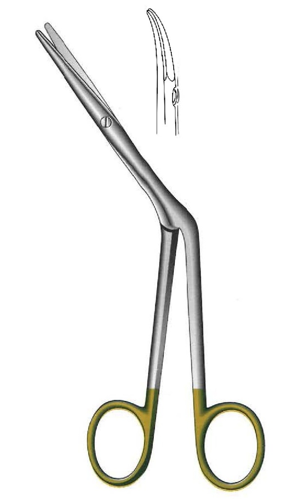 Tijera nasal Knight, curva a la derecha, TC Gold