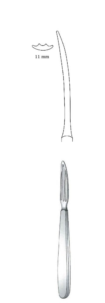 Sonda guía Kocher, ancho = 11 mm - longitud = 15 cm / 6"