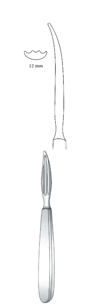 Sonda guía Kocher, ancho = 12 mm - longitud = 17 cm / 6-3/4"