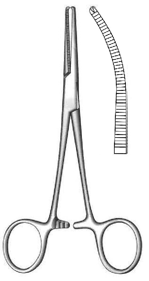 Pinza para arteria Kocher-Nippon, curva - longitud = 14.5 cm / 5-3/4&quot;
