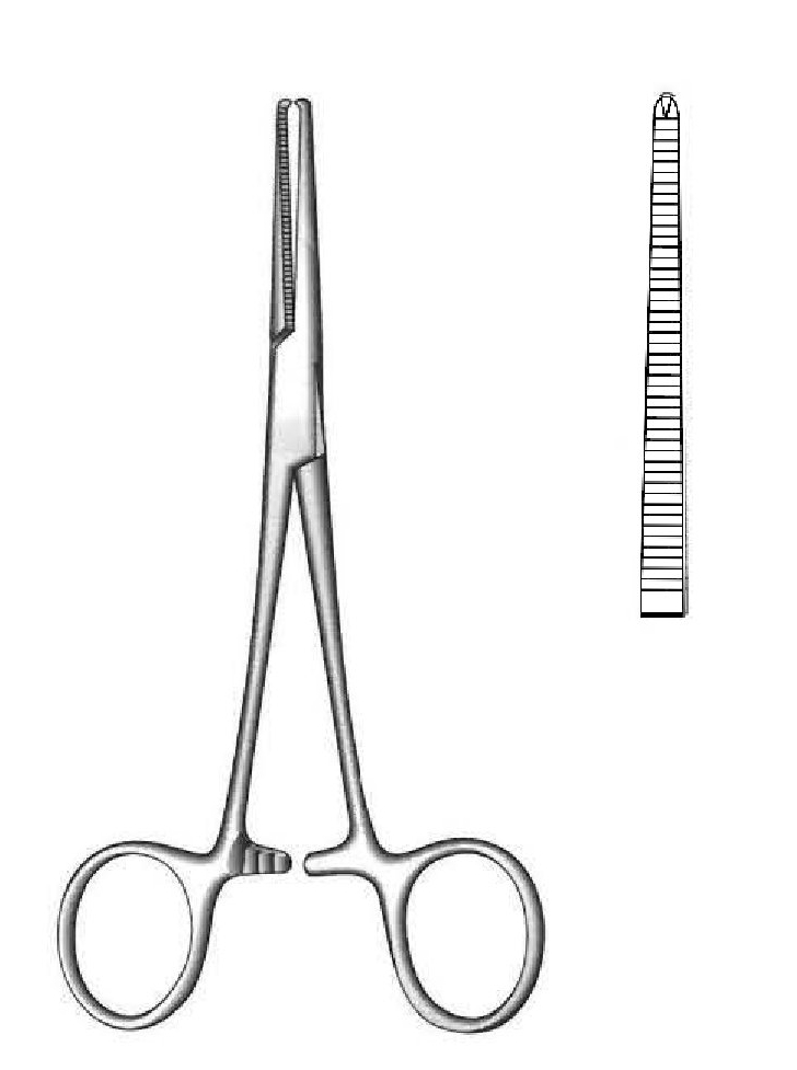 Pinza para arteria Kocher-Nippon, recta - longitud = 14.5 cm / 5-3/4&quot;