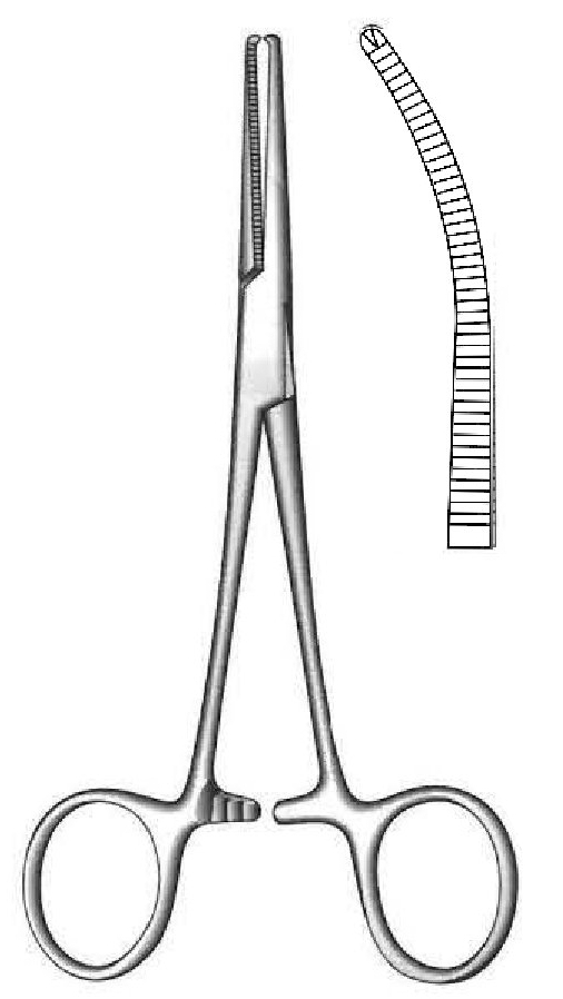 Pinza para arteria Kocher-Nippon, curva - longitud = 16.5 cm / 6-1/2"