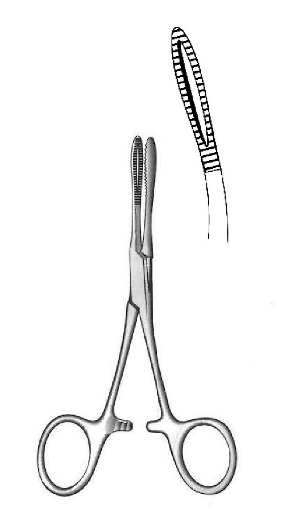 Pinza para arterial Kroenlein, curva