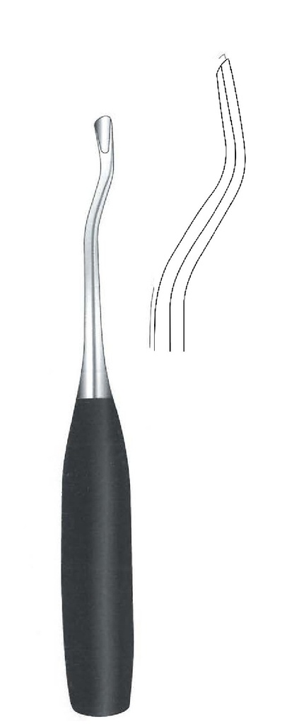 Bone gouge for sheet, double curve, width = 16 mm