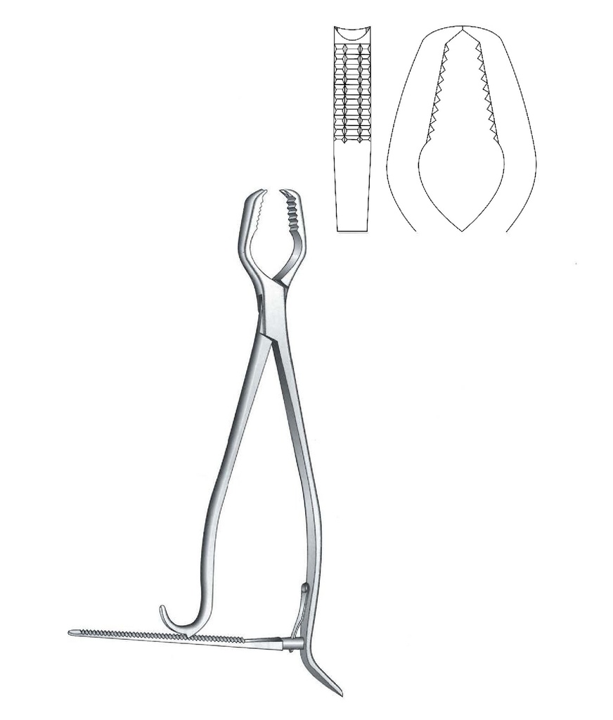 Pinza de sujeción para hueso Lane con trinquete - longitud = 42.5 cm / 17"