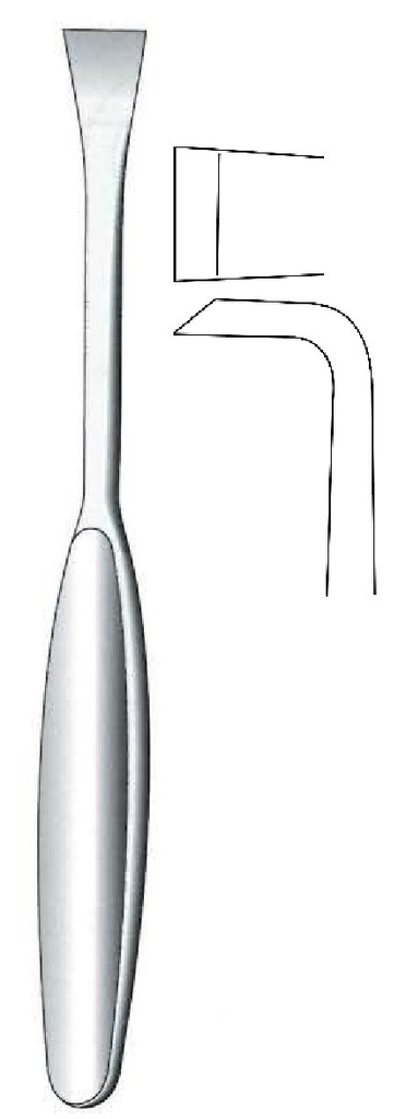 Periostótomo Langenbeck, angulado, ancho = 12 mm
