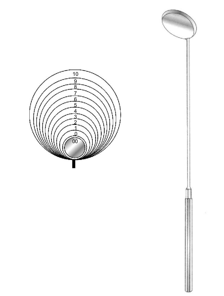 Laryngeal mirror with fixed handle, diameter = 12 mm