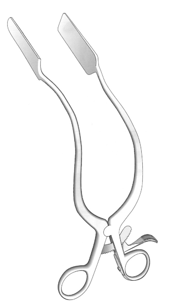 Side vaginal separator with ratchet handle - valva = 100 x 22 mm