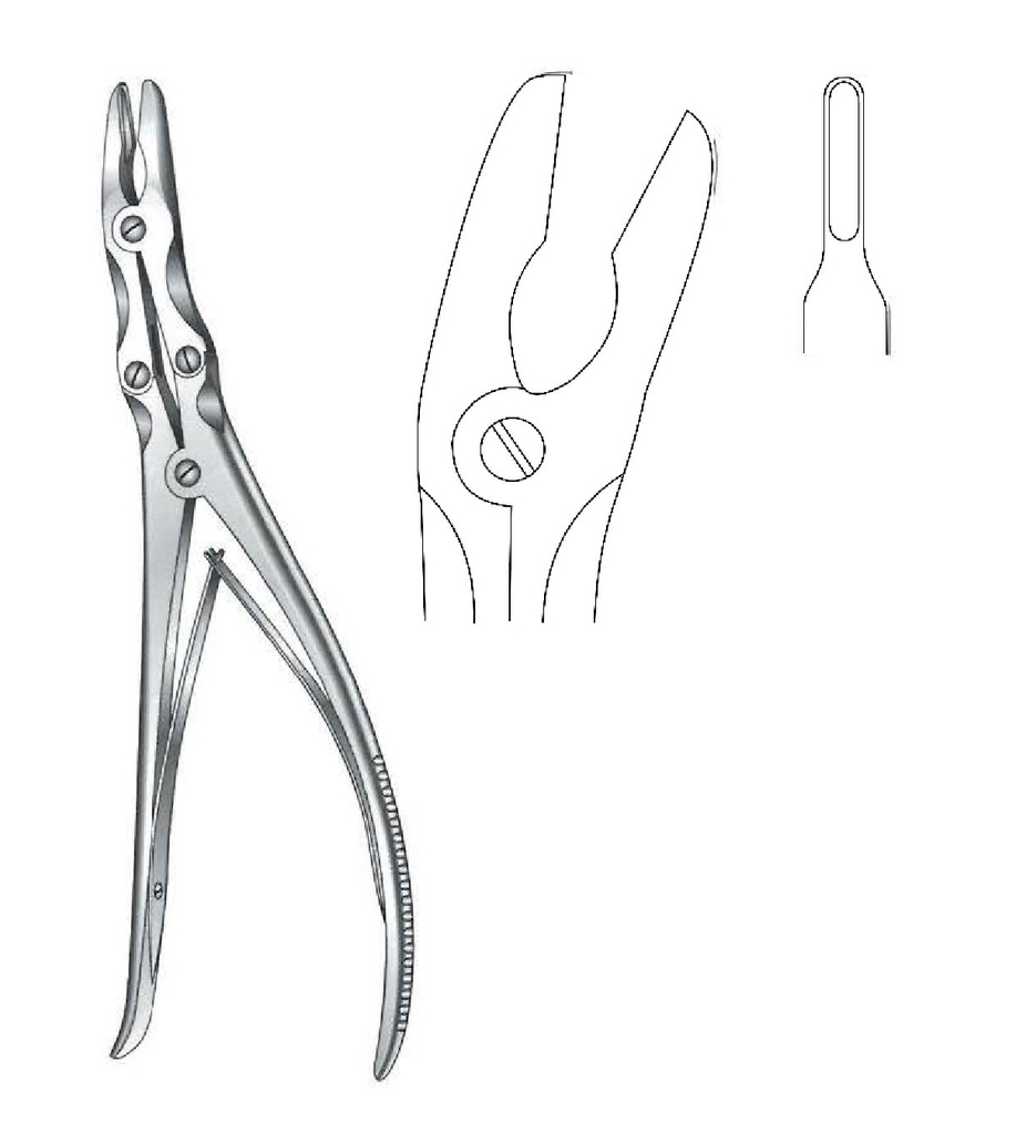 Pinza gubia para huesos Leksell-Stille, punta = 3 x 16 mm
