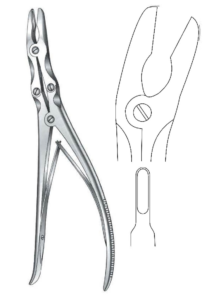 Pinza gubia para huesos Leksell-Stille, punta = 4 x 16 mm