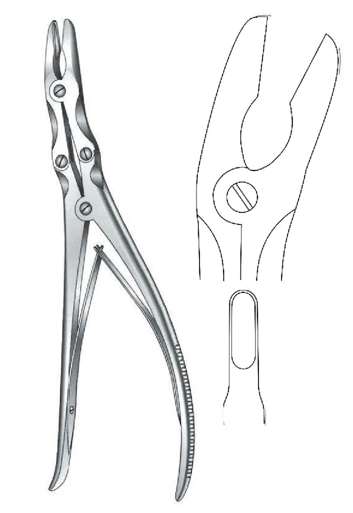 Pinza gubia para huesos Leksell-Stille, punta = 5 x 16 mm