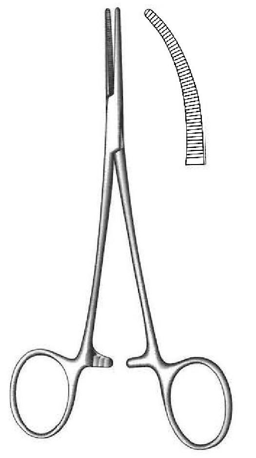 Pinza para arteria Leriche, curvada