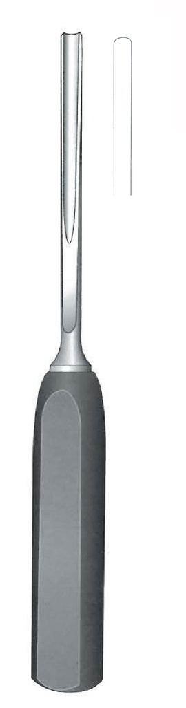 Lexer bone gouge with ferrozell handle, straight, wide = 5 mm