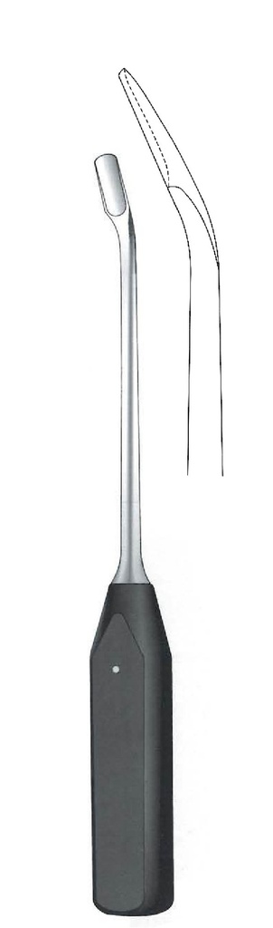 Lexer bone gouge with ferrozell handle, curved, wide = 10 mm - length = 27.5 cm / 10-3 / 4 "
