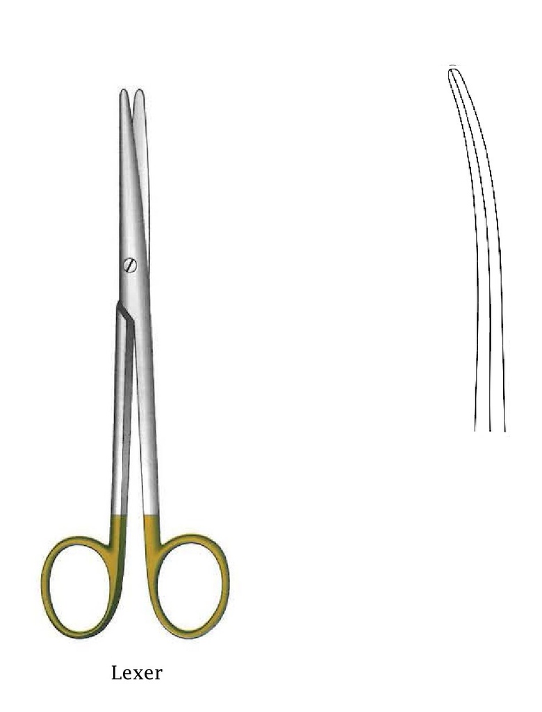 Tijera Lexer, curva, TC Gold - longitud = 21 cm / 8-1/4"