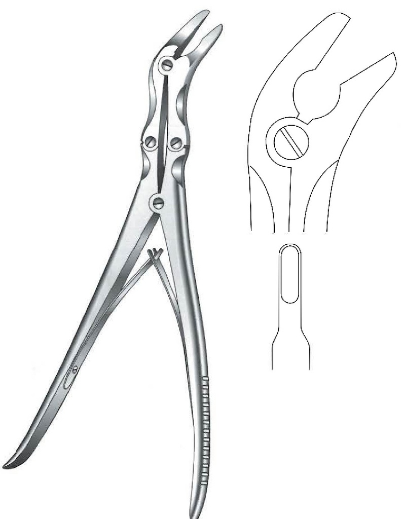 Pinza gubia para hueso Leksell, punta = 4 x 13 mm
