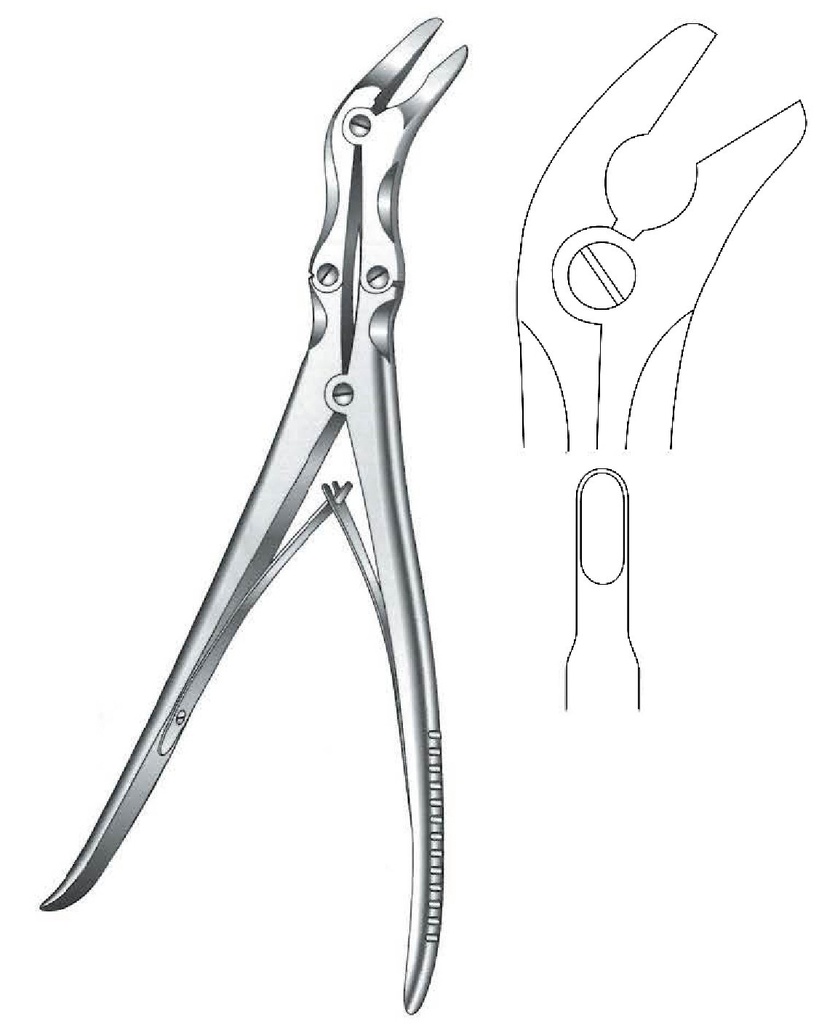 Pinza gubia para hueso Leksell, punta = 5 x 13 mm