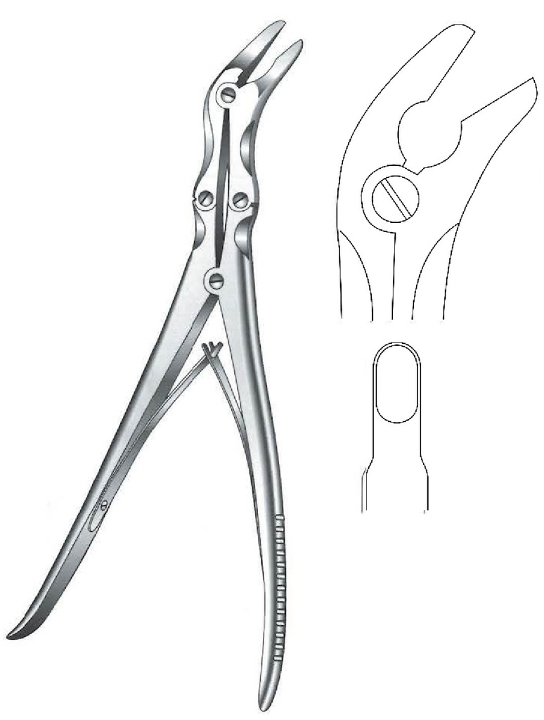 Pinza gubia para hueso Leksell, punta = 7 x 13 mm