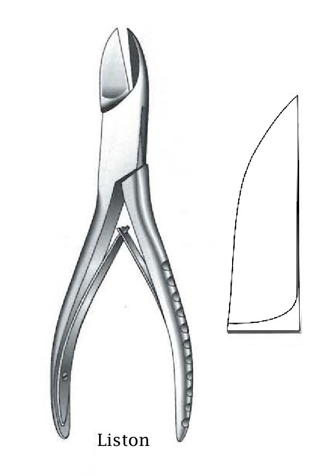 Pinza cortante para hueso Liston, recta - longitud = 19 cm / 7-1/2"