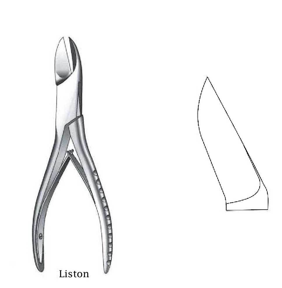 Cutting clamp Liston bone, curve - length = 22 cm / 8-3 / 4 "