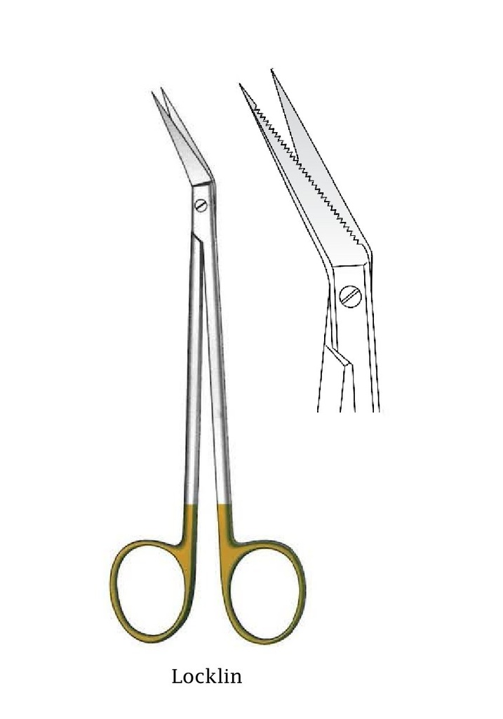 Locklin gum scissors, straight stem, Gold TC