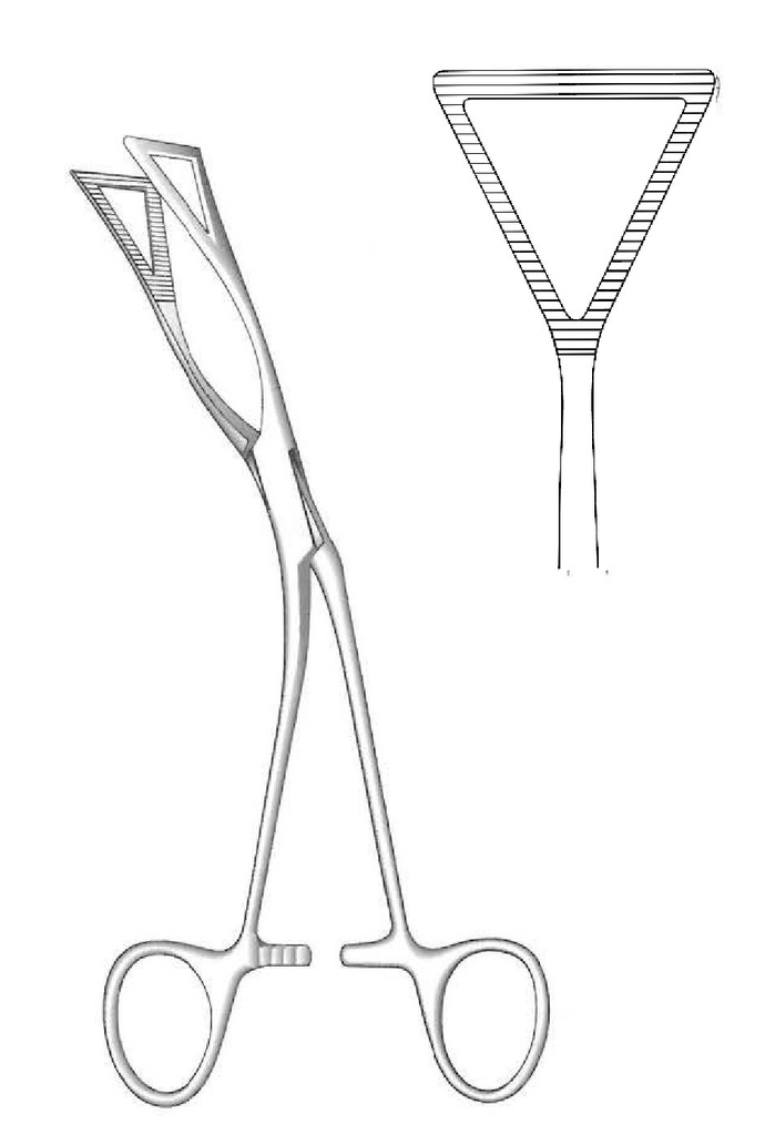 Pinza para agarre pulmonar Lovelace, curvado lateralmente