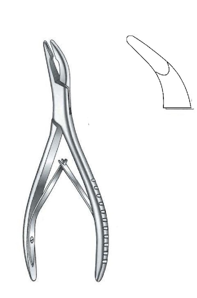 Pinza gubia para hueso Luer, curva mediana