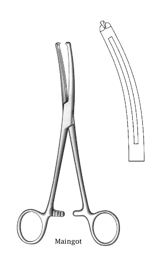 Pinza para histerectomía Maingot - longitud = 20.5 cm / 8"