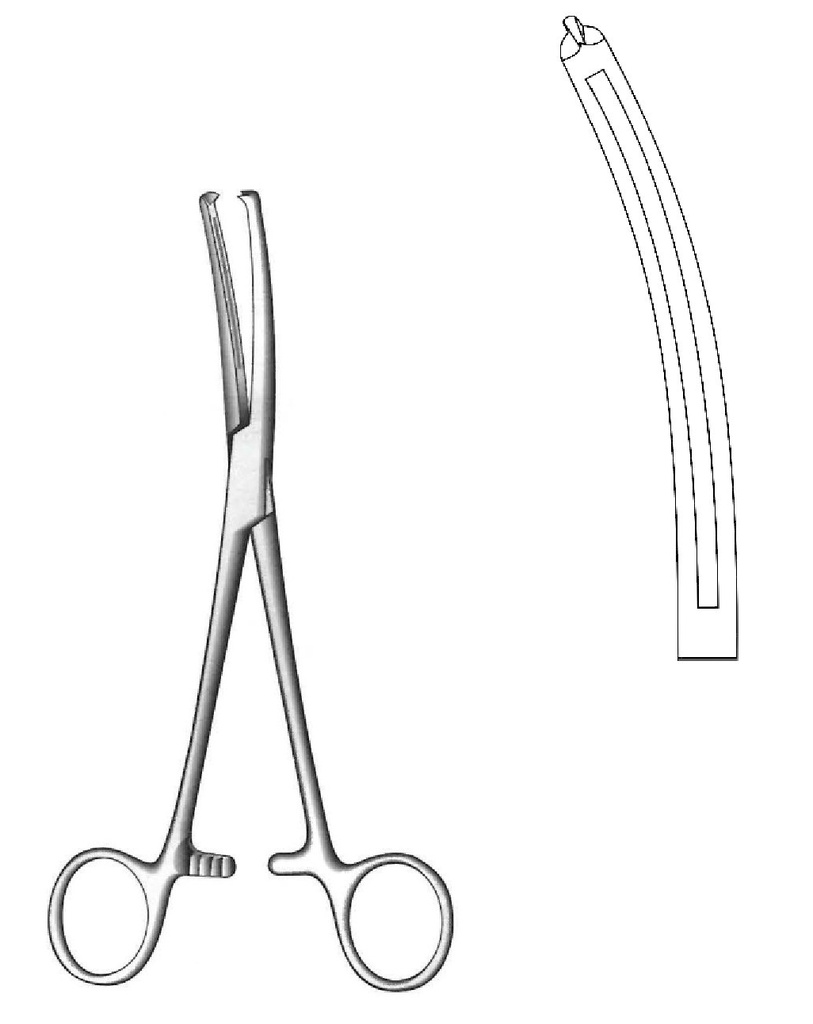 Mingot hysterectomy clamp - length = 25 cm / 10 "