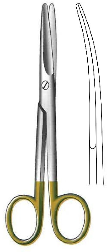 Tijera para disección Mayo, curva, TC Gold - longitud = 17 cm / 6-3/4"