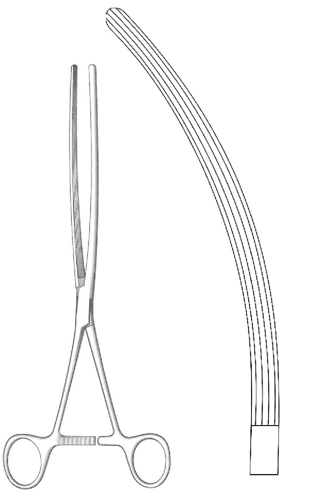 Pinza intestinal Mayo-Robson, curva