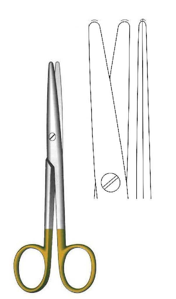 Tijera Mayo-Stille, recta, TC Gold - longitud = 17 cm / 6-3/4"