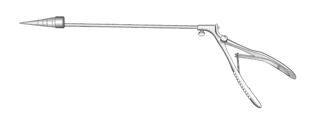 Ligador hemorroidal Mc-Givney con cono de acero inoxidable - longitud = 17.5 cm / 7”