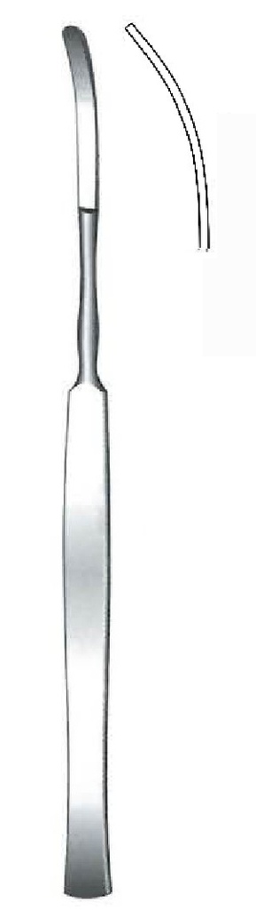 Bisturí for meniscus, curved to the left