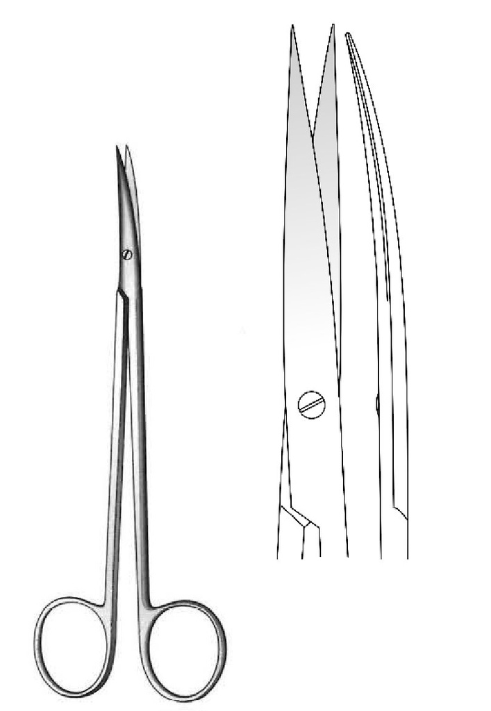 Tijera para disección Metzenbaum-Nelson, afilada, curva - longitud = 23 cm / 9"