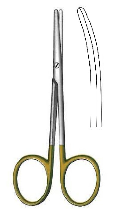 Tijera Metzenbaum, desafilada, curva, TC Gold - longitud = 10 cm / 4"