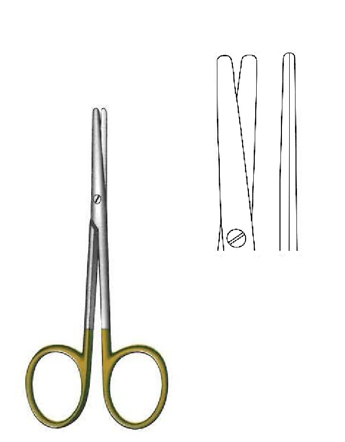 Metzenbaum scissors, blunt, straight, TC Gold - length = 10 cm / 4"